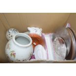 Mixed Lot: Assorted ceramics, glass, pink glazed pottery stationery rack etc