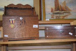 A pipe rack and mother of pearl inlaid sewing box