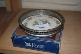 Set of silver plated coasters and a wine coaster