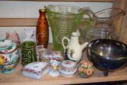 Mixed Lot: Glass jugs, white metal dish and other items