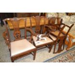 Set of four Georgian revival mahogany dining chairs comprising two carvers and two standard