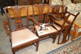 Set of four Georgian revival mahogany dining chairs comprising two carvers and two standard