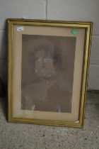 Victorian School, Portrait of a lady, pencil heightened in white and colour on buff paper,