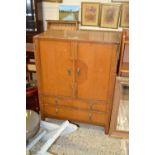 Early 20th Century oak veneered tall boy cabinet