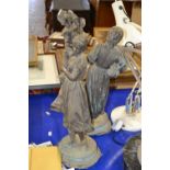 Group of three late 19th Century hollow Spelter figures (a/f)