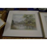 Irene Ward, study of a lakeside scene, framed and glazed