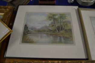 Irene Ward, study of a lakeside scene, framed and glazed