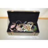 Case of various costume jewellery, wristwatches etc