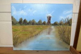 Contemporary study of a windmill, oil on canvas