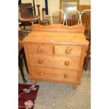 Late Victorian pine four drawer chest, 85cm wide