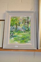 D Lindsay, study of a rose pergola, oil on board, framed