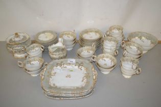 A part mid 19th Century English porcelain tea set and coffee set in Rockingham style, comprising