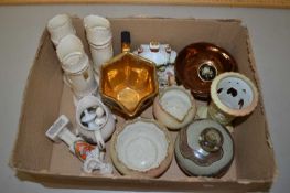 A box of various ceramics to include Hadleighs Worcester vases and other items