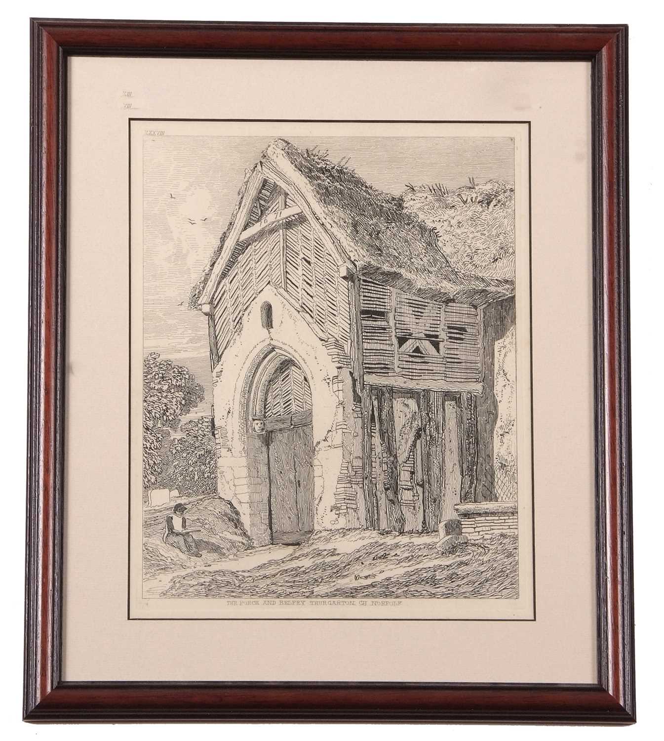 John Sell Cotman (1782-1842), a group of four etchings: 'The Porch and Belfry Thurgarton' (plate - Image 5 of 5