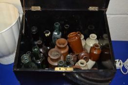 Box of various vintage jars and bottles