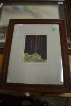 20th century, 'III', four coloured lino woodcut of trees, indistinctly signed, dated '68, numbered