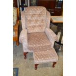 Wing back armchair and footstool