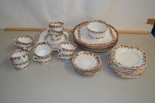 A quantity of gilt rimmed and floral tea wares