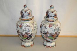 A pair of Masons iron stone covered jars