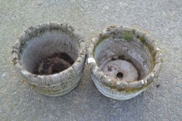 Pair of round garden planters