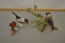 Mixed Lot: Three various porcelain bird models