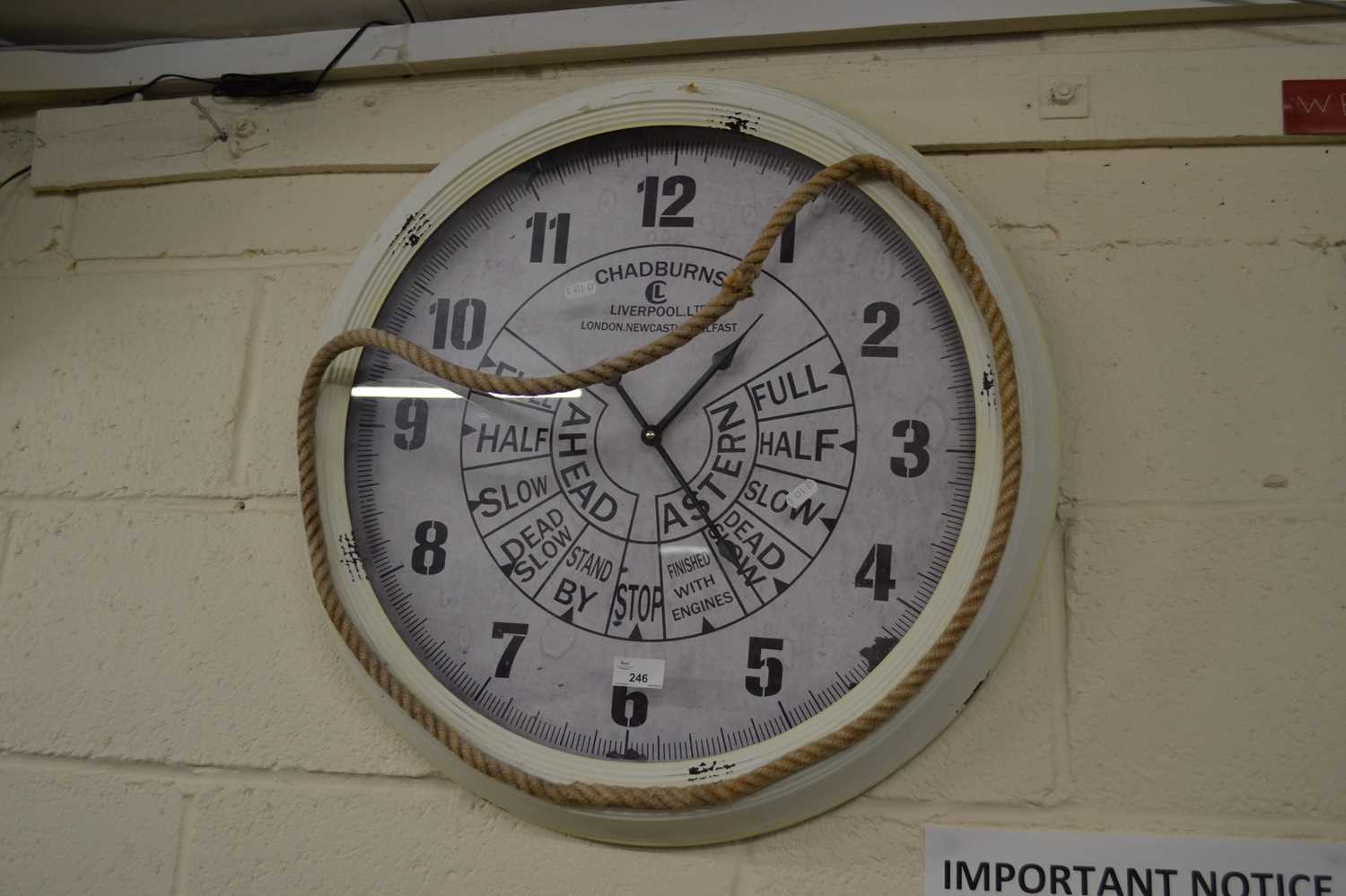 A Chadburns of Liverpool reproduction ships telegraph type wall clock