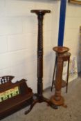 Early 20th Century mahogany torchere plant stand on tripod base