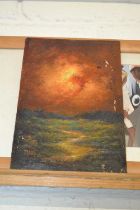 Agudo Clara, study of a sunrise scene, oil on board, unframed