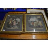 Pair of coloured prints of country cottage scenes