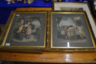 Pair of coloured prints of country cottage scenes