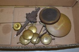 Box of various clock pendulums and other parts