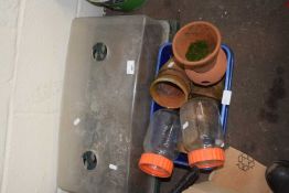 Seedling propagator and a box of various plant pots and other items (2)