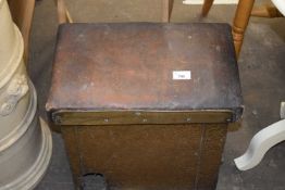 Leather topped metal lined storage stool/coal bucket