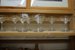 Nine Babycham champagne glasses