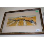 The Harvest, needlework picture by Joan Mahe, framed and glazed