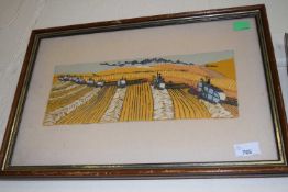 The Harvest, needlework picture by Joan Mahe, framed and glazed