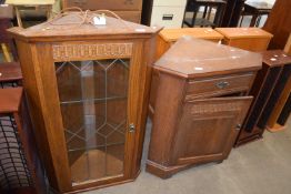 Two section oak veneered corner unit