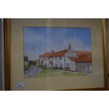 Ann Ellis, study of the Wiveton Bell Pub, watercolour, framed and glazed