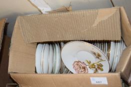 Box of various mixed saucers