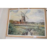 Study of a windmill by I M Wood, oil on canvas, framed