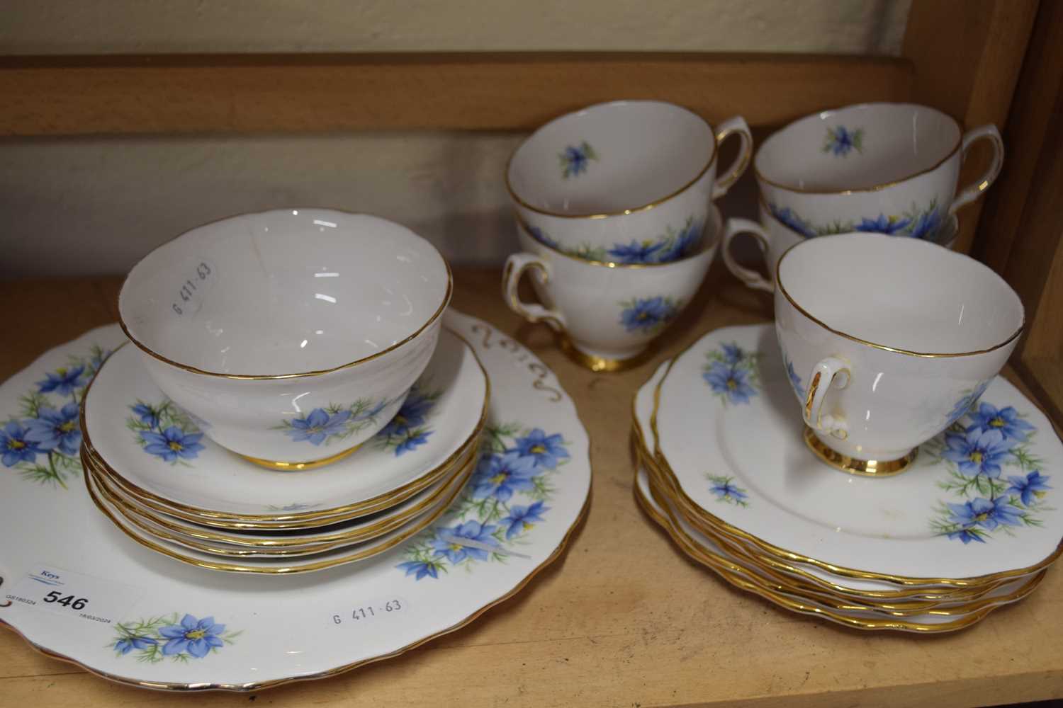 Quantity of Colclough blue floral decorated tea wares