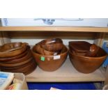 Quantity of turned wooden dishes and plates