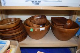 Quantity of turned wooden dishes and plates