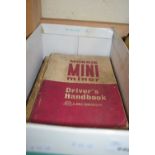 The Morris Mini Minor Drivers Handbook and others to include The Anglia, Woolsley and others