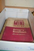 The Morris Mini Minor Drivers Handbook and others to include The Anglia, Woolsley and others