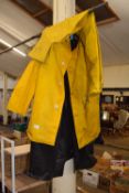 Fishermans yellow waterproof trousers and jacket plus a further jacket