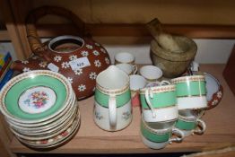 Mixed ceramics and tea wares to include Paragon and others together with a pestle and mortar