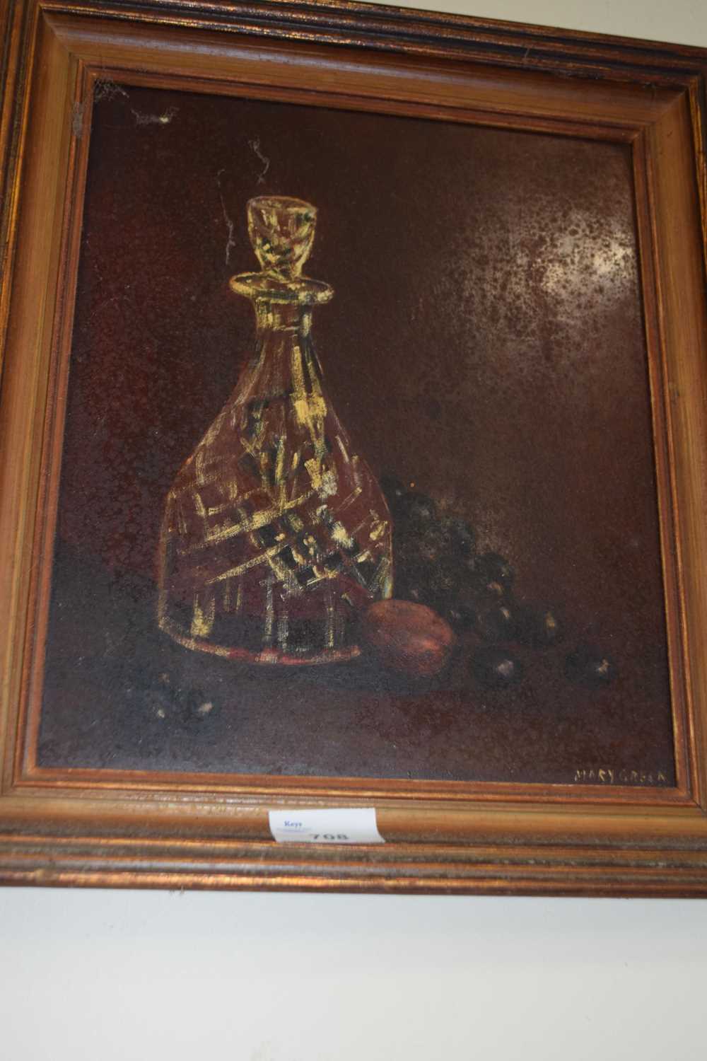 Study of a decanter by Mary Green, oil on panel