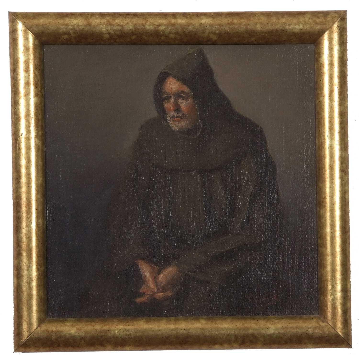 Richard Pionk (American 1936-2007), Two portraits; one of a seated man in a monastic cowl, and the - Image 5 of 6