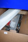 Box of various garage clearance items